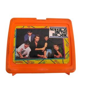 Vintage 1990 New Kids On The Block NKOTB Lunch Box Thermos Orange Step By Step